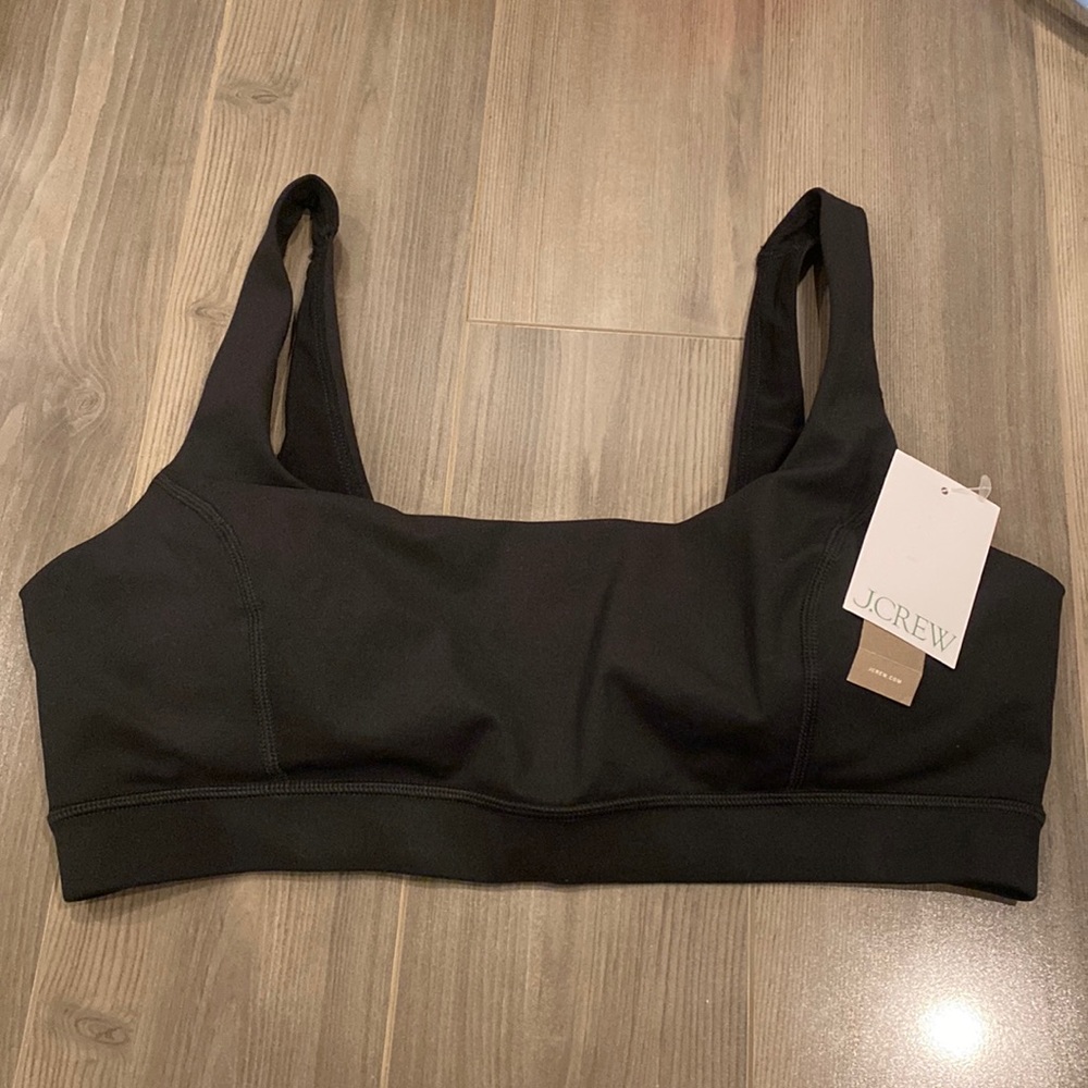 J. Crew Scoopneck Sports Bra in Black